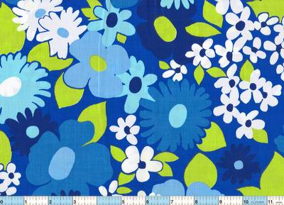 Royal Light Blue White Flowers 60"W